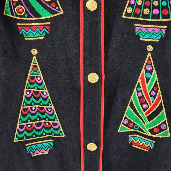 Bob Mackie Women’s Size Small Wearable Art Christmas Tree Button Shirt 40" Chest - Picture 7 of 10